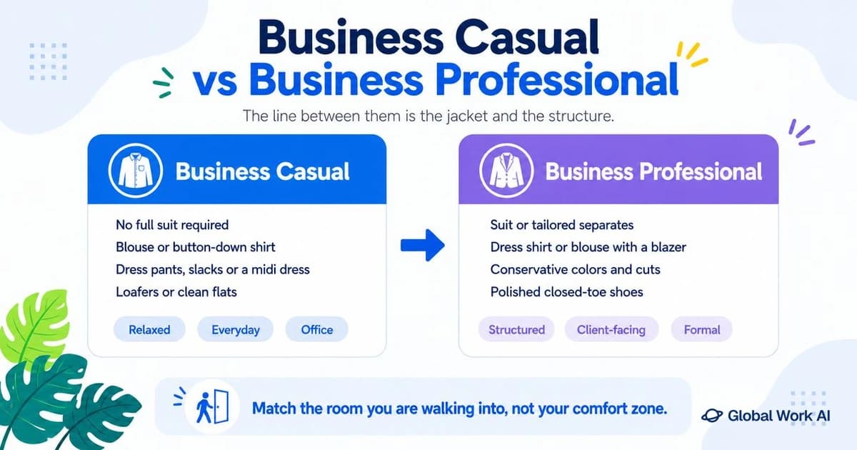 Business casual versus business professional attire