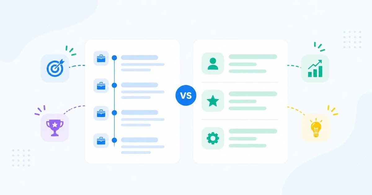Chronological and functional resumes compared side by side