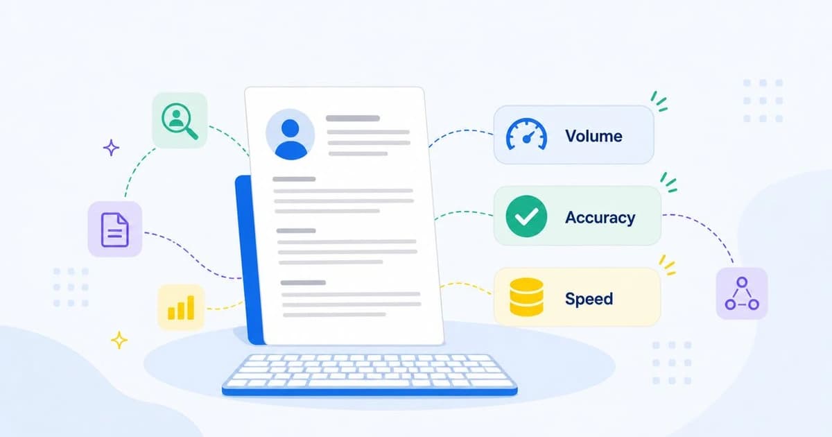 One-page data entry resume example in a plain ATS-friendly layout on a desk beside a keyboard