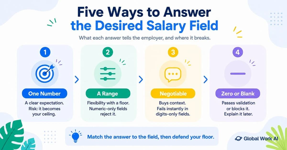 Five ways to answer the desired salary field on a job application, with the risk of each