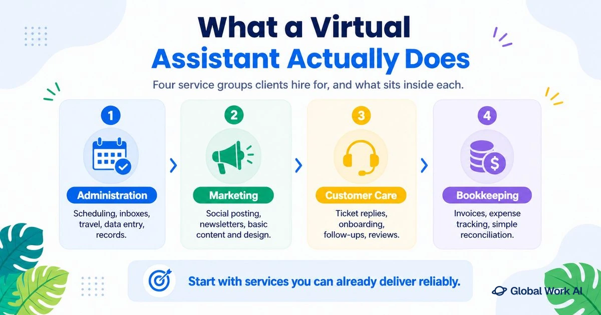 Virtual assistant services and tasks