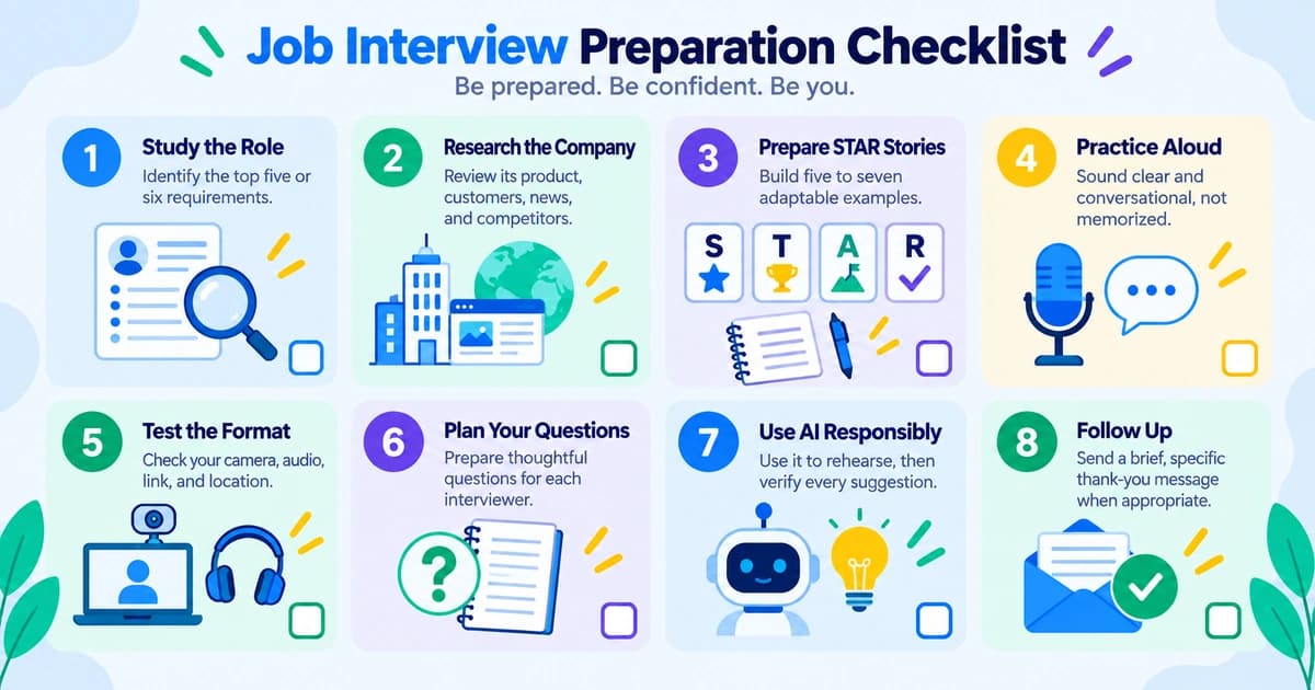 Job interview preparation checklist steps