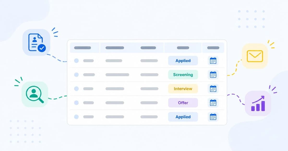 Job seeker updating a job application tracker spreadsheet with status and follow-up date columns