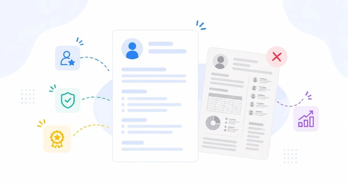 Minimalist resume template compared with a cluttered layout