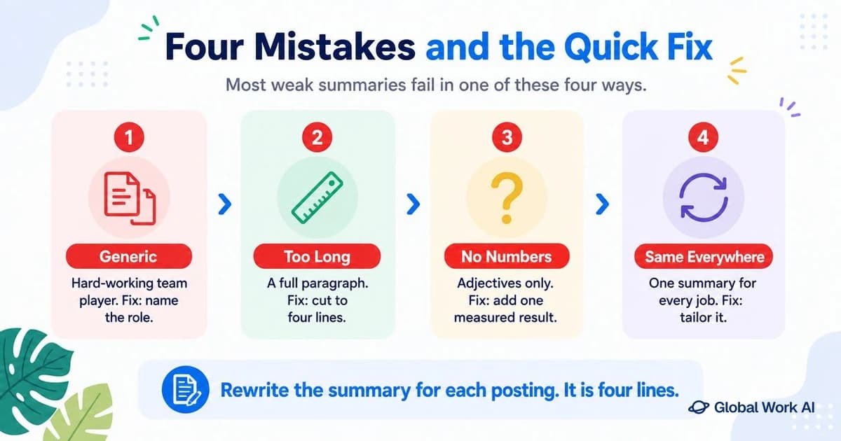 Common resume summary mistakes