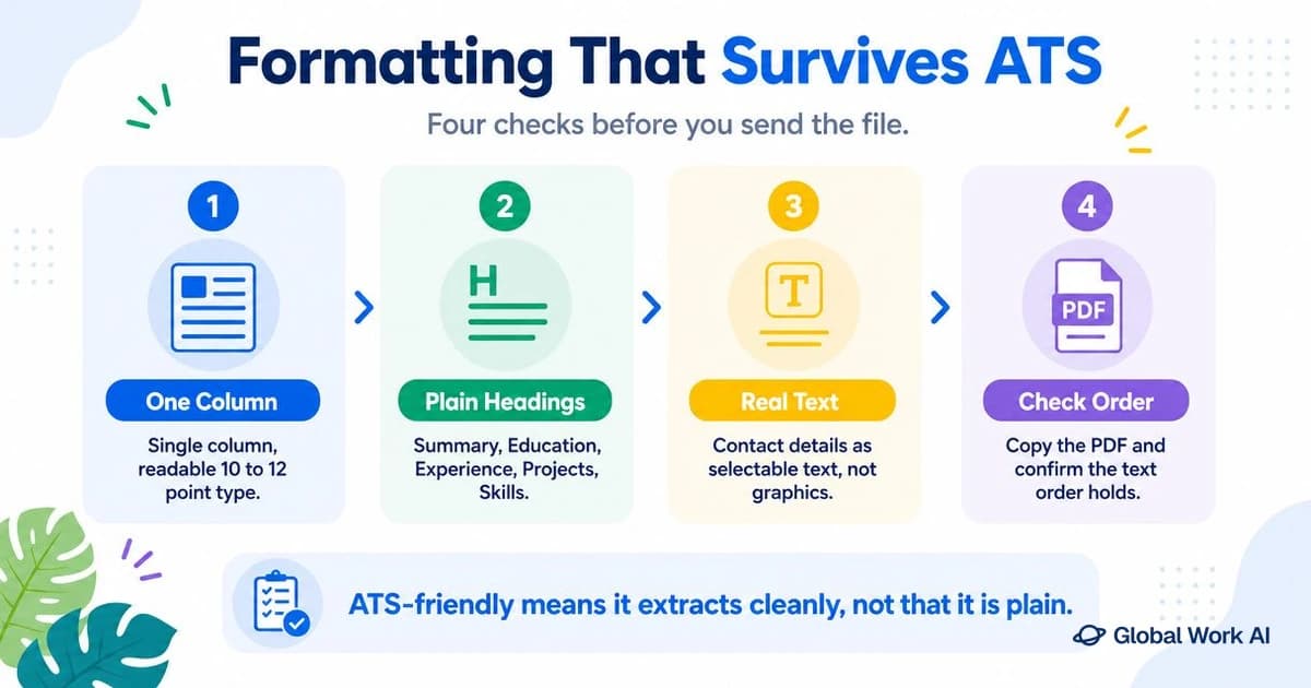 ATS formatting checklist for an entry-level resume