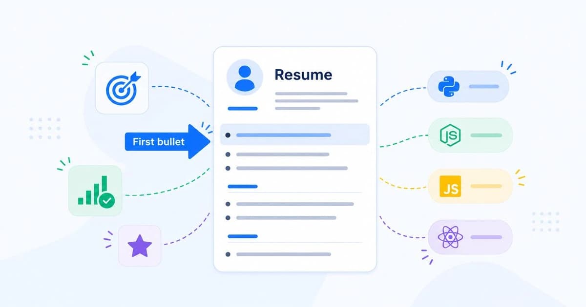 Single-column software engineer resume with the first bullet point highlighted