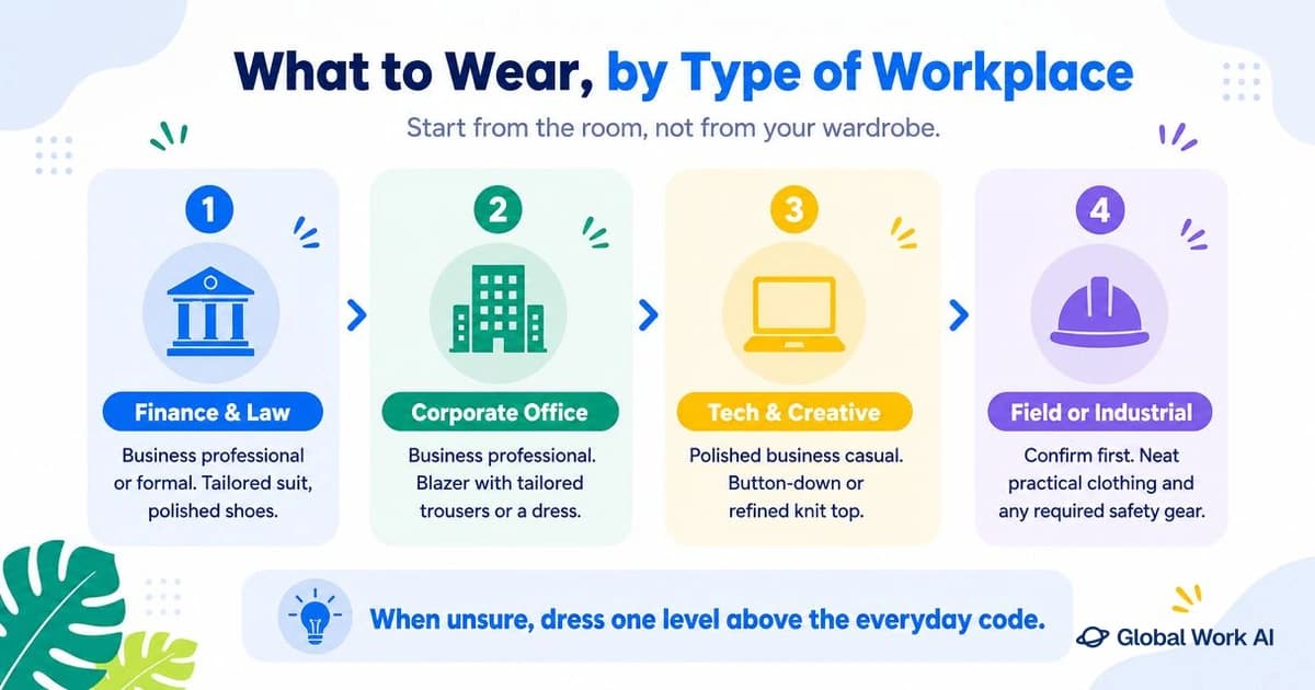 Interview attire by workplace type